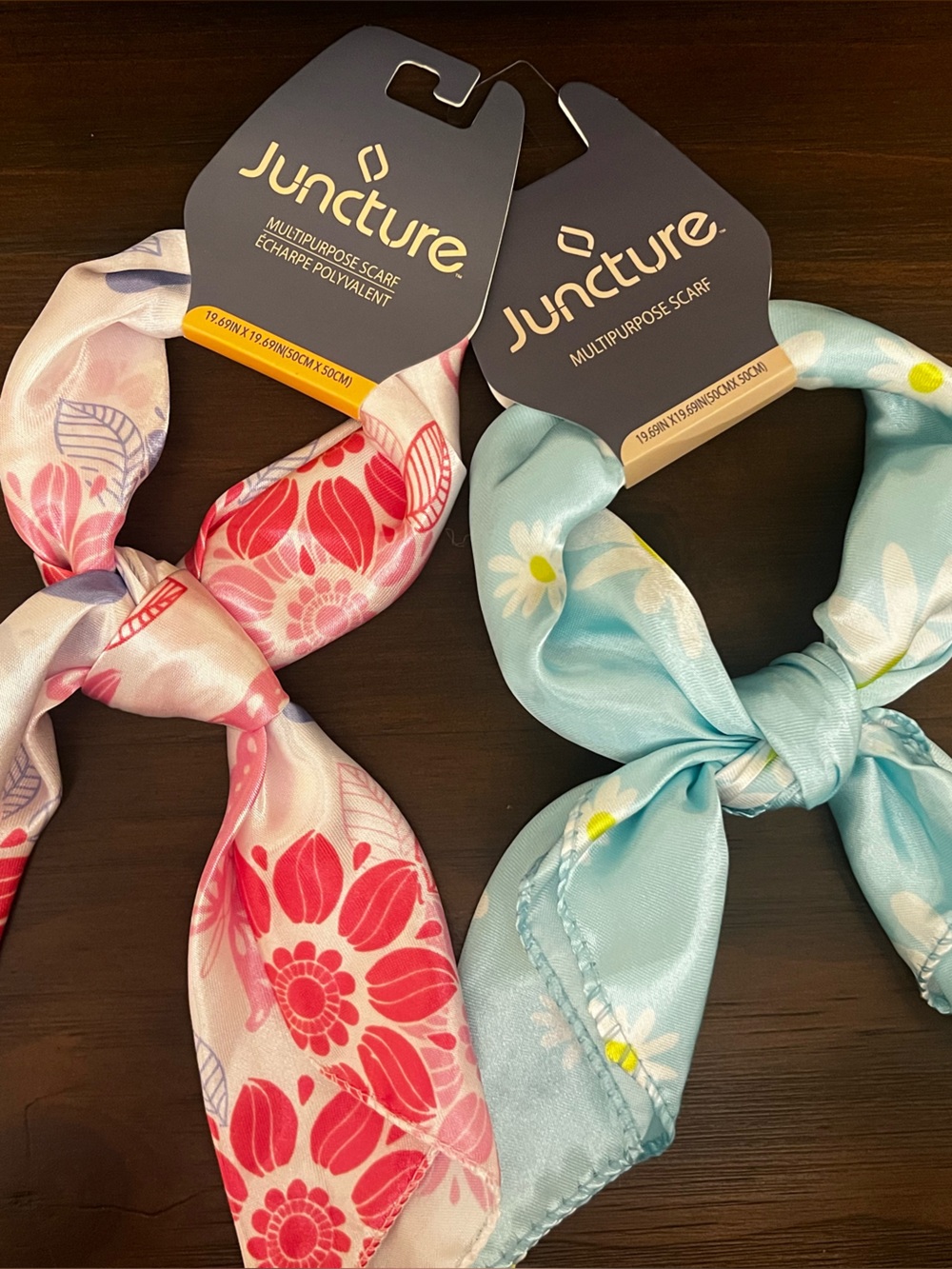 Women’s Floral Multipurpose Scarves - Blue & Pink - Set of Two